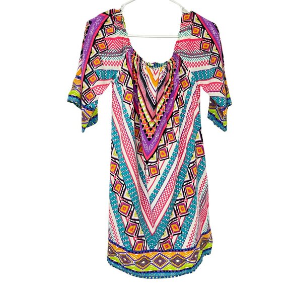 Flying Tomato Boho Blouse Women’s Size Medium Multicolor Geometric Tunic Top - Picture 1 of 10